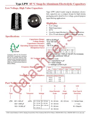 LPW152M2AQ30V-W datasheet  